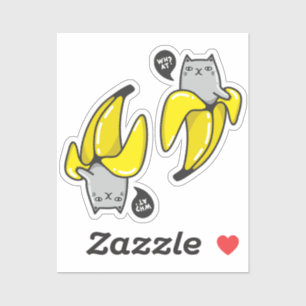 Cat in banana sticker