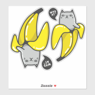 Cat in banana sticker