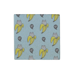 Cat in banana stone magnet