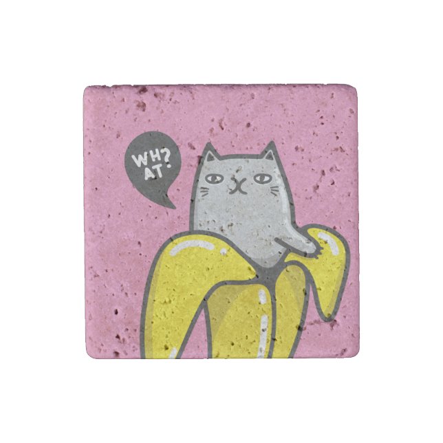 Cat in banana stone magnet (Front)