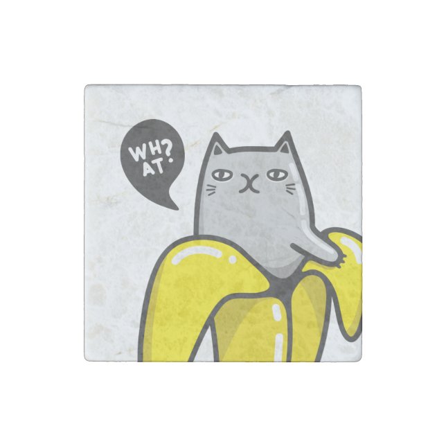 Cat in banana stone magnet (Front)