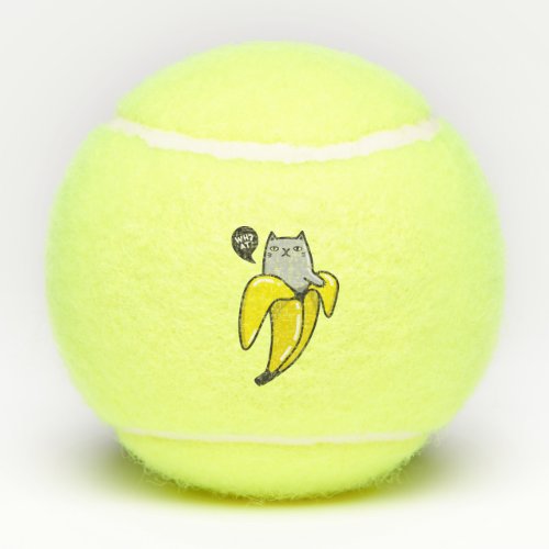 Cat in banana tennis balls
