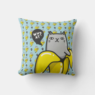 Cat in banana throw pillow