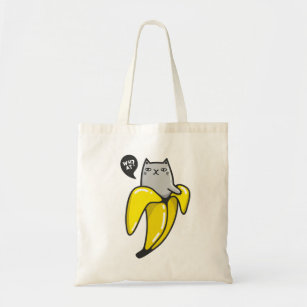 Cat in banana tote bag