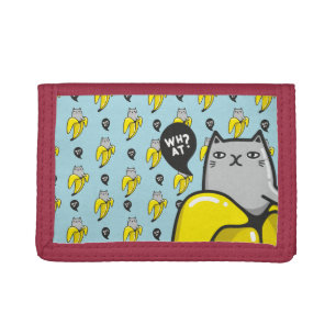 Cat in banana tri-fold wallet
