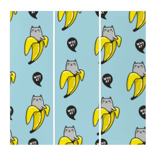 Cat in banana triptych