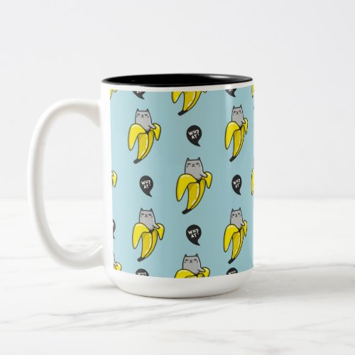 Cat in banana Two_Tone coffee mug