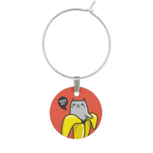 Cat in banana wine charm