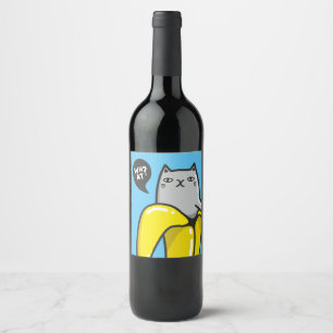 Cat in banana wine label