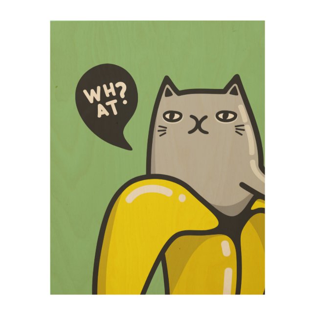 Cat in banana wood wall art (Front)