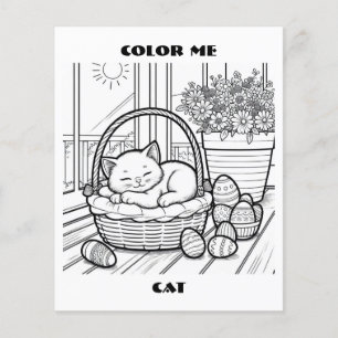 Cat In Basket Color Me Coloring Pages Custom