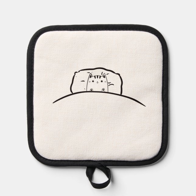 Cat in bed kitchen accessory, cute cat pot holder (Front)