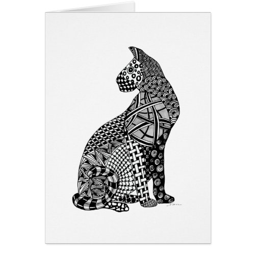 Cat in Black and White on Card