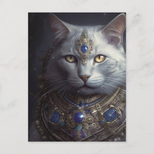 Cat in Blue and Gold Armor Postcard