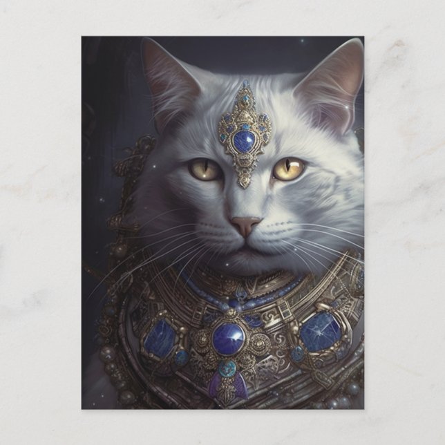 Cat in Blue and Gold Armor Postcard (Front)