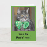 Cat In Bowtie For St. Patrick&#39;s Day Card at Zazzle