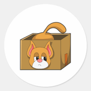 Cat in Box Classic Round Sticker