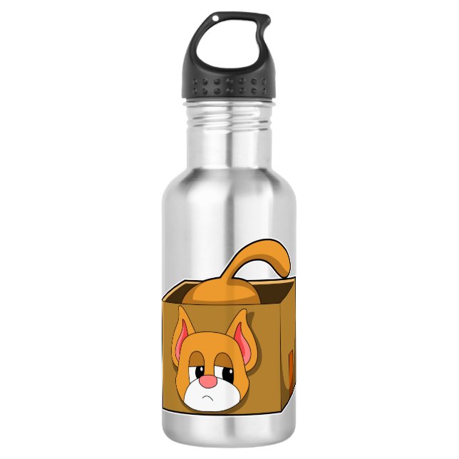 Cat in Box Stainless Steel Water Bottle (Front)