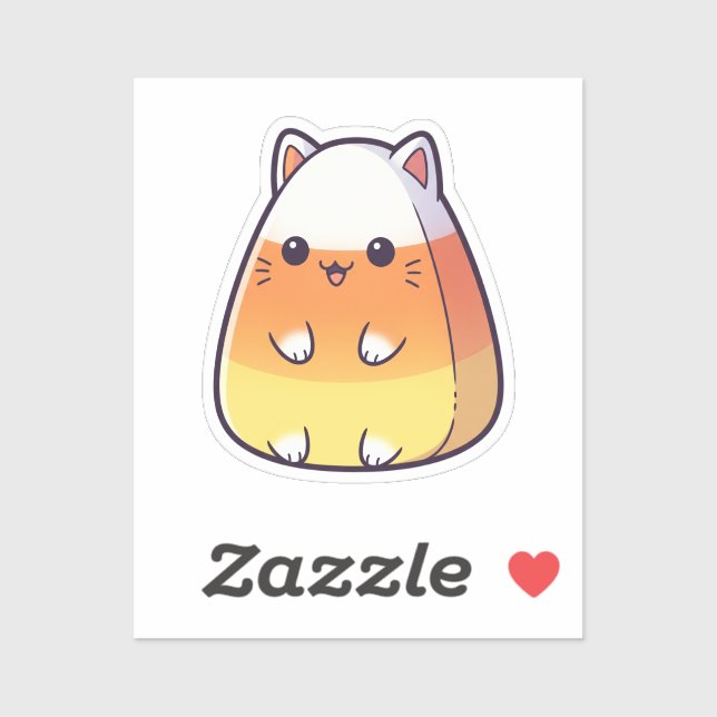 Cat in Candy Corn – Cute Chubby Halloween Sticker (Sheet)