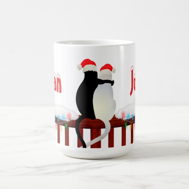 Cat In Caps Personalized Christmas Coffee Mug (Center)
