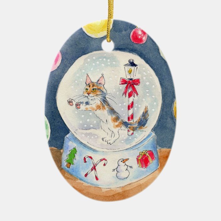 Cat in Christmas Snow Globe ornament
