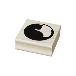 Cat in Circle Rubber Stamp