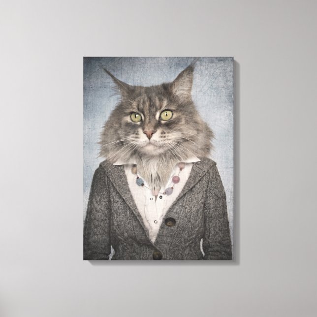 Cat In Clothes Canvas Print (Front)