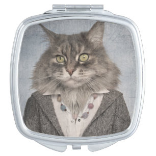 Cat In Clothes Compact Mirror