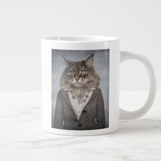Cat In Clothes Giant Coffee Mug (Right)