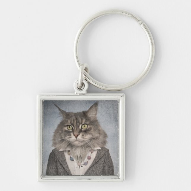 Cat In Clothes Keychain (Front)