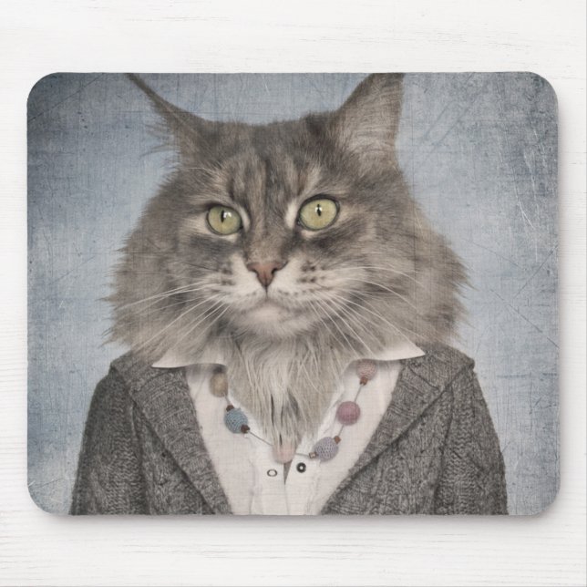 Cat In Clothes Mouse Pad (Front)