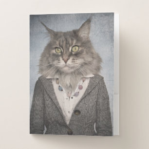 Cat In Clothes Pocket Folder