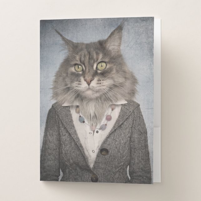 Cat In Clothes Pocket Folder (Front)