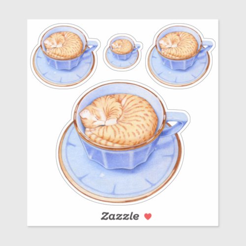 Cat in Coffee Custom_Cut Stickers