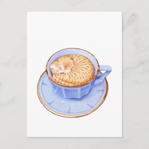 Cat in Coffee Postcard