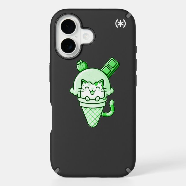 Cat in Cone Green  Speck iPhone Case (Front)