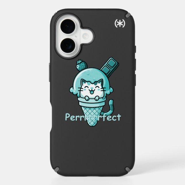 Cat in Cone Perfect Teal  Speck iPhone Case (Front)