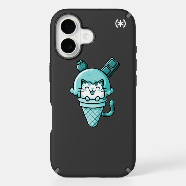Cat in Cone Teal  Speck iPhone Case (Front)