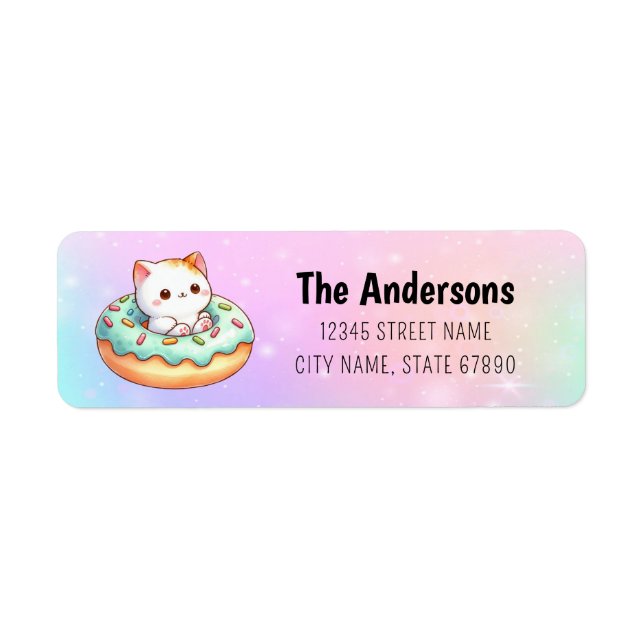 Cat in Donut Return Address Labels (Front)