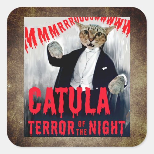 Cat in Dracula costume Square Sticker