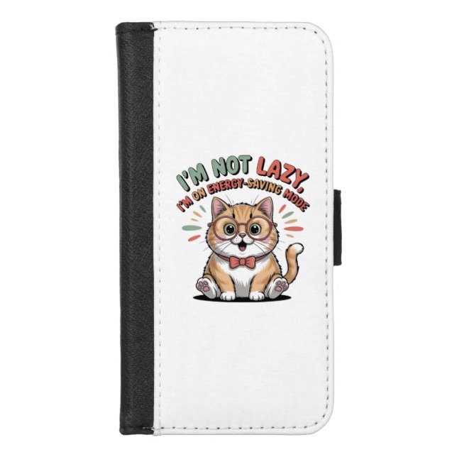 Cat in Energy Saving Mode iPhone Wallet Case (Front)
