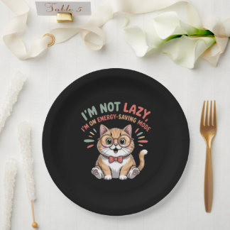 Cat in Energy Saving Mode Paper Plates