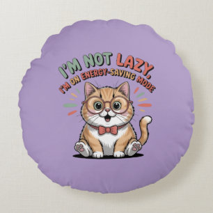 Cat in Energy Saving Mode Round Pillow