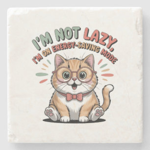Cat in Energy Saving Mode Stone Coaster