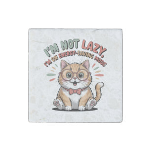 Cat in Energy Saving Mode Stone Magnet