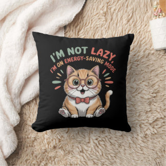 Cat in Energy Saving Mode Throw Pillow