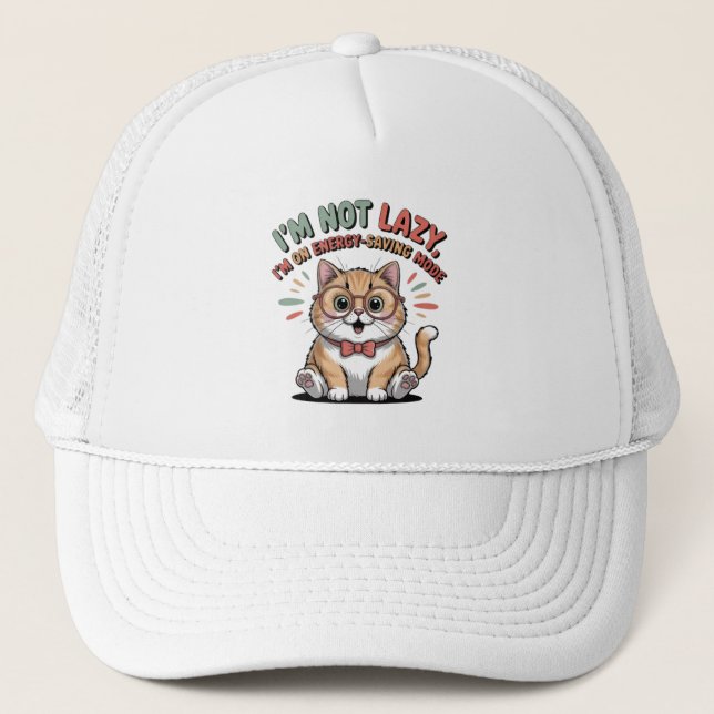 Cat in Energy Saving Mode Trucker Hat (Front)