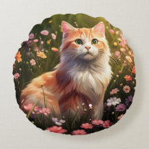 Cat in flower meadow