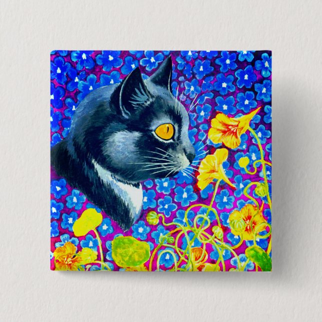 Cat in Flowers Button (Front)