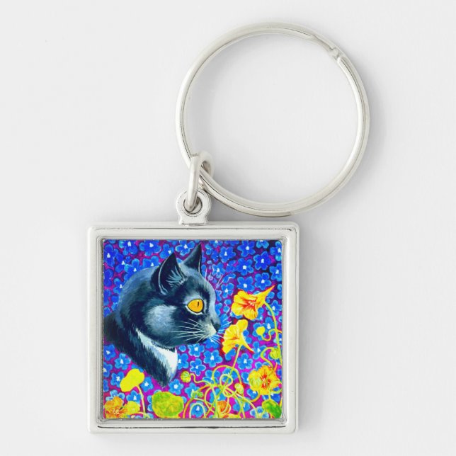 Cat in Flowers Keychain (Front)